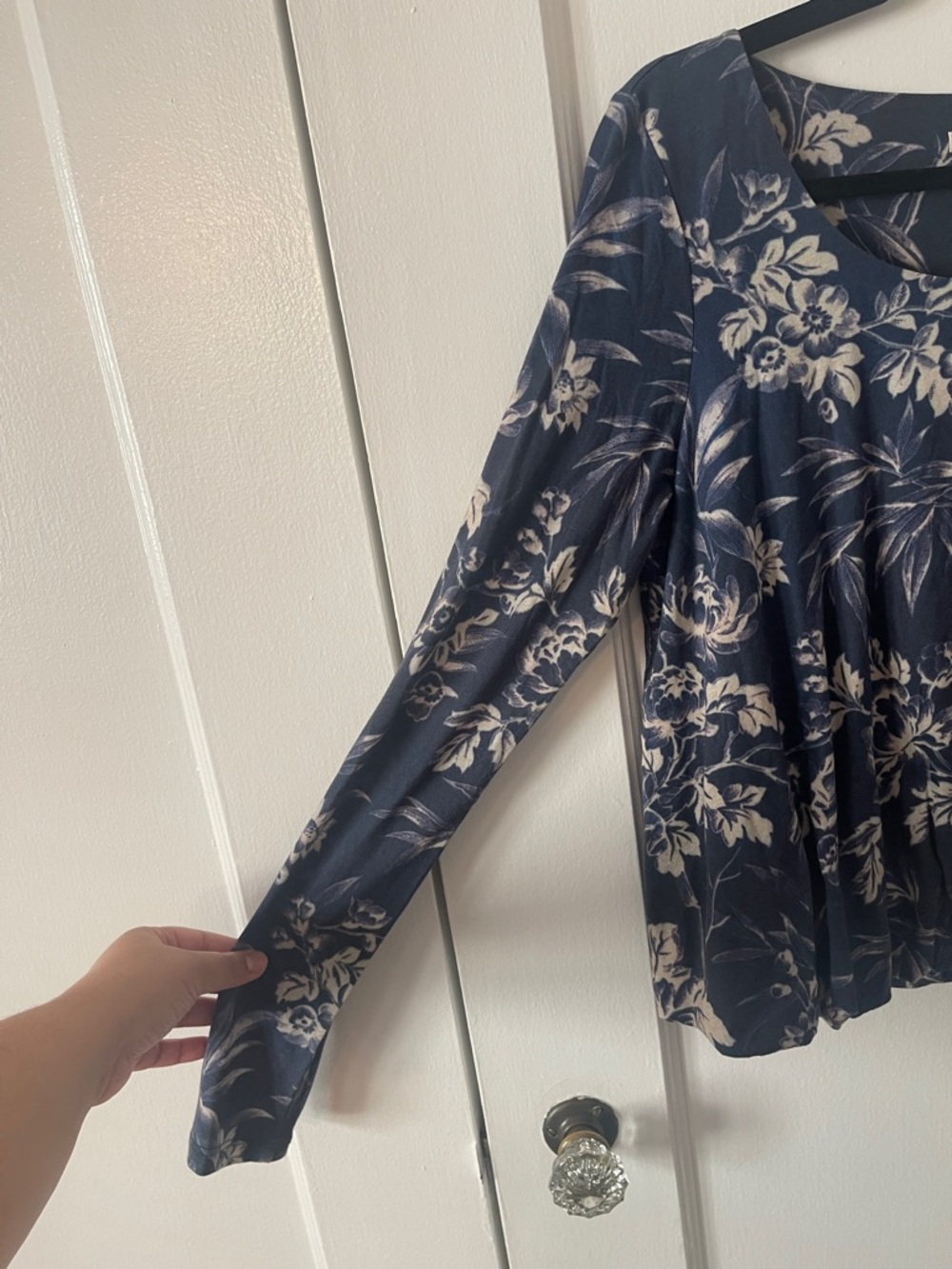 Peruvian Connection Bali Pima Cotton Blend Floral Long Sleeve Top - Picture 10 of 12